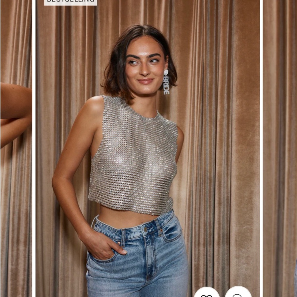 12TH TRIBE SHE'S A GEM SILVER RHINESTONE TANK